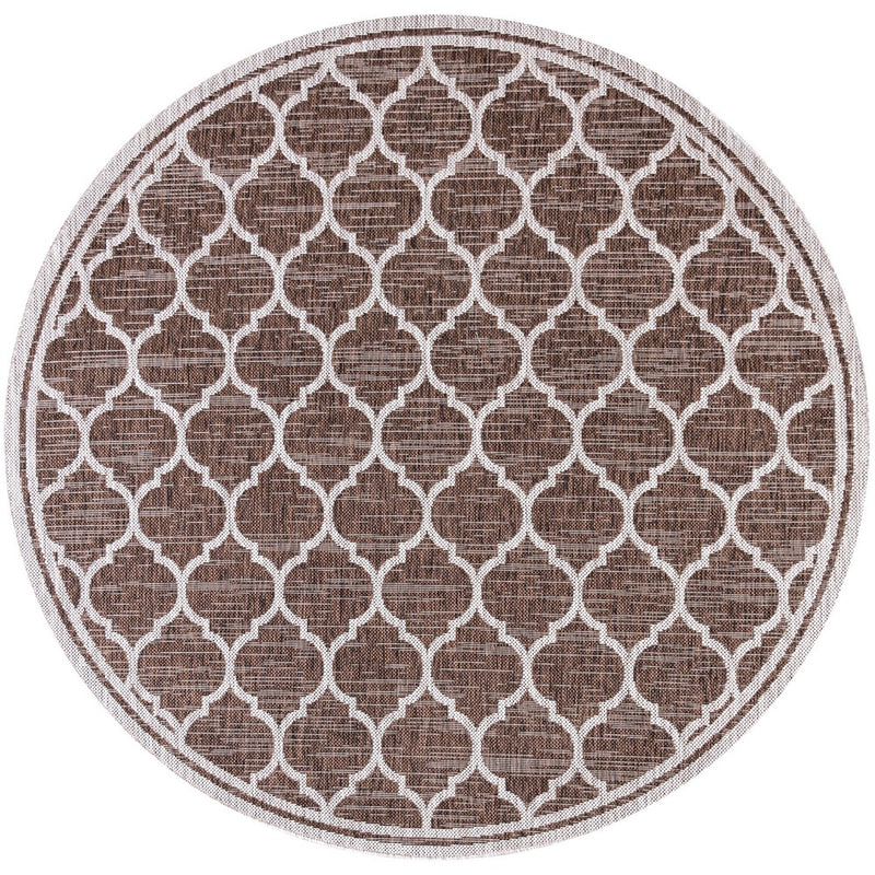 Trebol Moroccan Trellis Textured Weave Indoor/outdoor Round Rug