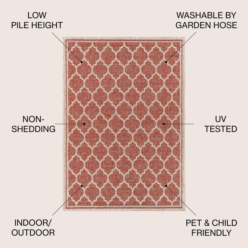 Trebol Moroccan Trellis Textured Weave Indoor/outdoor Area Rug