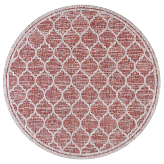 Trebol Moroccan Trellis Textured Weave Indoor/outdoor Round Rug