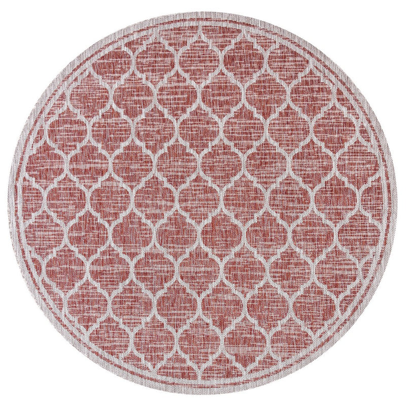 Trebol Moroccan Trellis Textured Weave Indoor/outdoor Round Rug