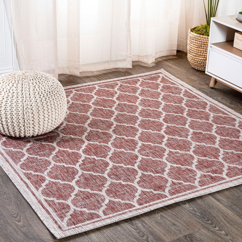 Trebol Moroccan Trellis Textured Weave Indoor/outdoor Square Rug