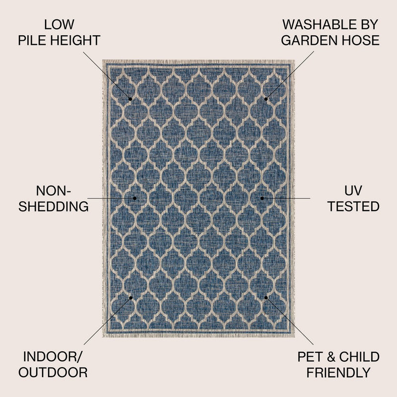 Trebol Moroccan Trellis Textured Weave Indoor/outdoor Area Rug