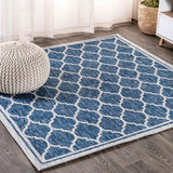 Trebol Moroccan Trellis Textured Weave Indoor/outdoor Square Rug