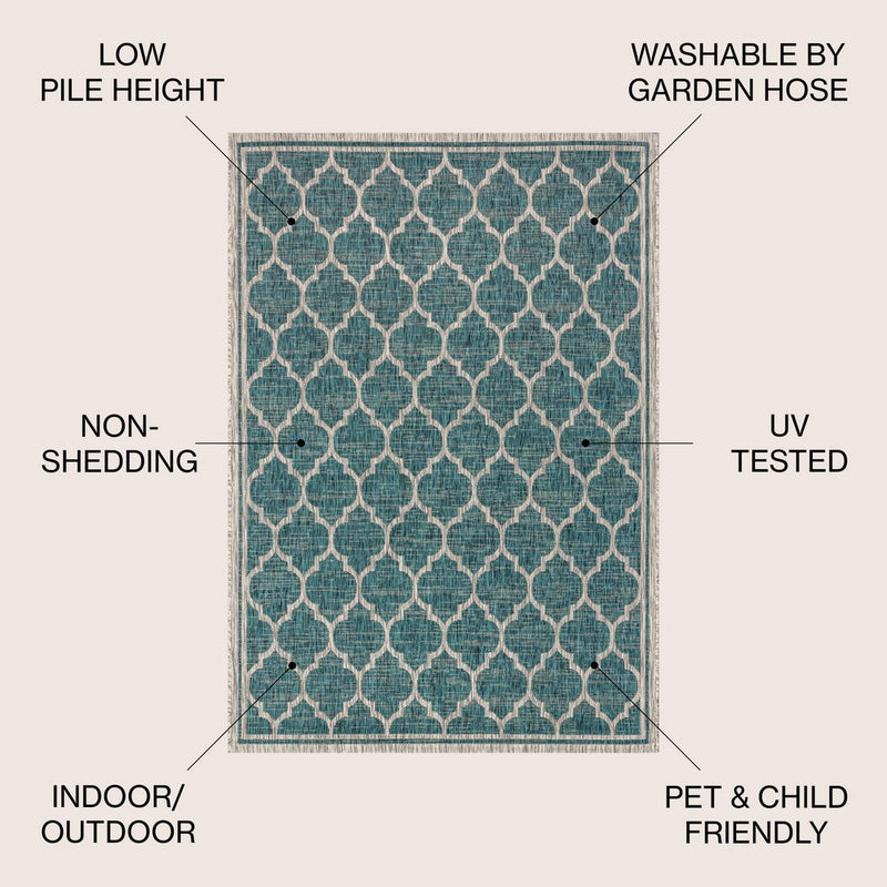 Trebol Moroccan Trellis Textured Weave Indoor/outdoor Area Rug