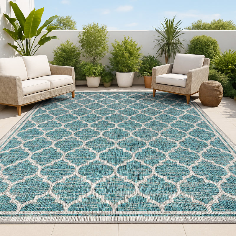 Trebol Moroccan Trellis Textured Weave Indoor/outdoor Area Rug