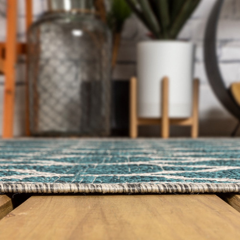 Trebol Moroccan Trellis Textured Weave Indoor/outdoor Square Rug