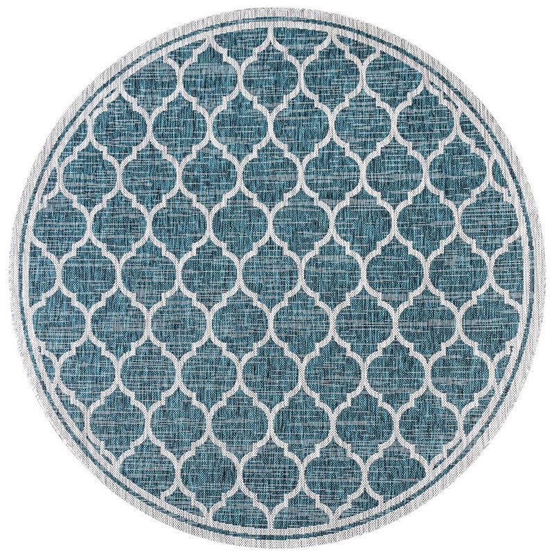 Trebol Moroccan Trellis Textured Weave Indoor/outdoor Round Rug