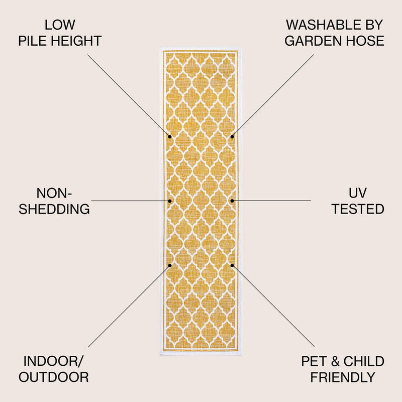 Trebol Moroccan Trellis Textured Weave Indoor/outdoor Runner Rug