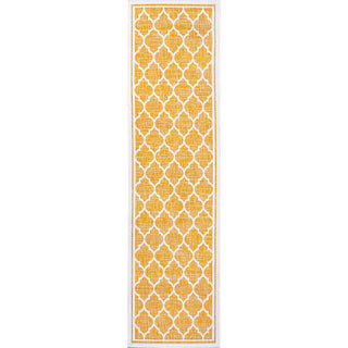Trebol Moroccan Trellis Textured Weave Indoor/outdoor Runner Rug