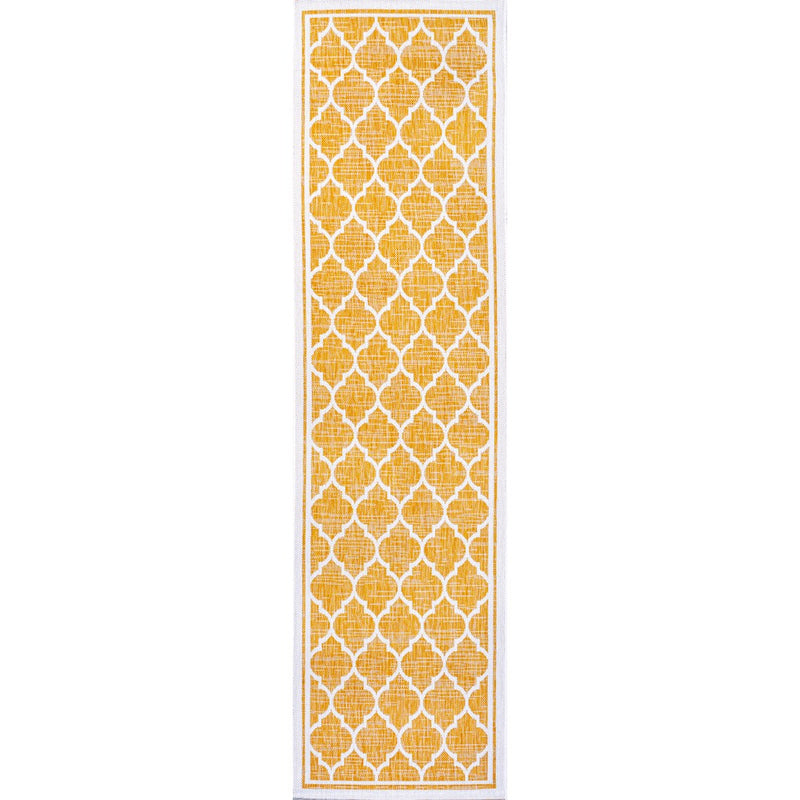 Trebol Moroccan Trellis Textured Weave Indoor/outdoor Runner Rug