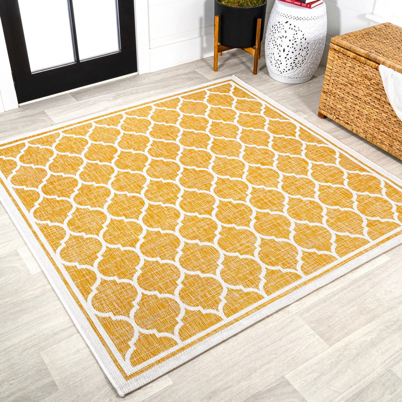 Trebol Moroccan Trellis Textured Weave Indoor/outdoor Square Rug