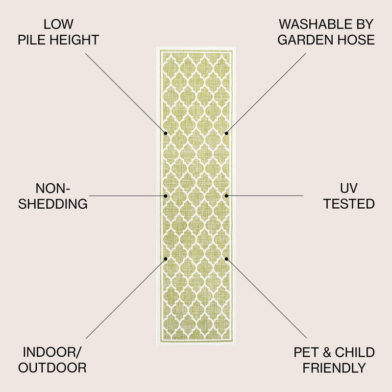 Trebol Moroccan Trellis Textured Weave Indoor/outdoor Runner Rug