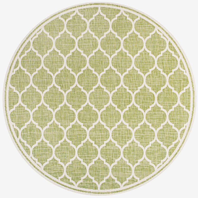Trebol Moroccan Trellis Textured Weave Indoor/outdoor Round Rug