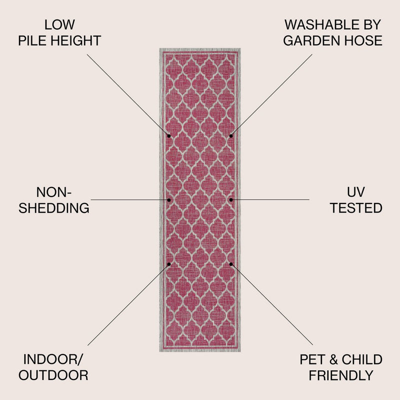 Trebol Moroccan Trellis Textured Weave Indoor/outdoor Runner Rug