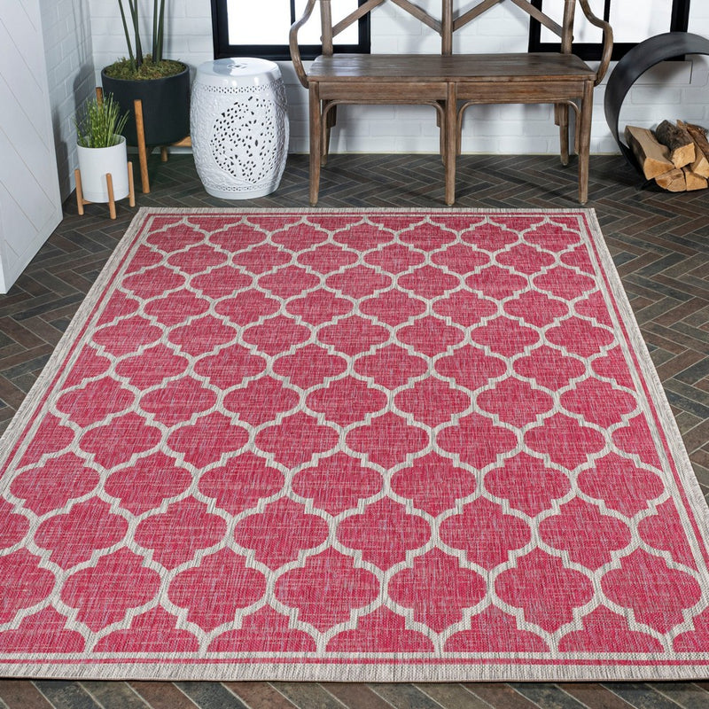 Trebol Moroccan Trellis Textured Weave Indoor/outdoor Area Rug