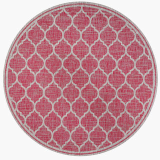 Trebol Moroccan Trellis Textured Weave Indoor/outdoor Round Rug