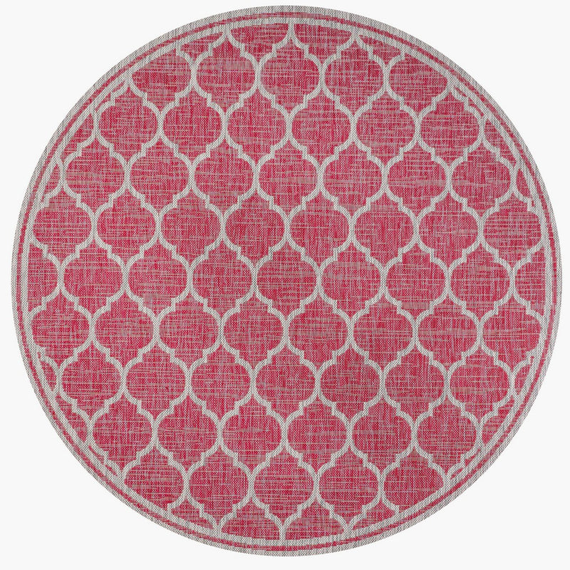 Trebol Moroccan Trellis Textured Weave Indoor/outdoor Round Rug
