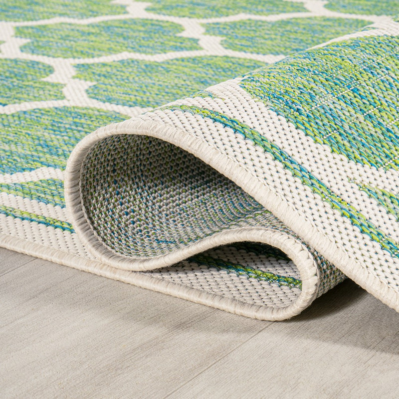 Trebol Moroccan Trellis Textured Weave Indoor/outdoor Round Rug