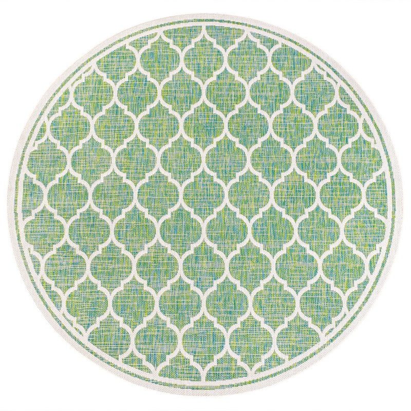 Trebol Moroccan Trellis Textured Weave Indoor/outdoor Round Rug