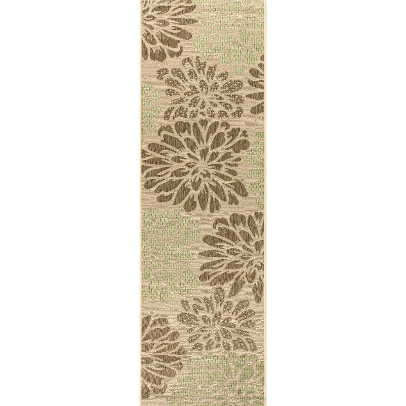 Zinnia Modern Floral Textured Weave Indoor/outdoor Runner Rug