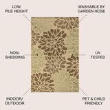 Zinnia Modern Floral Textured Weave Indoor/outdoor Area Rug