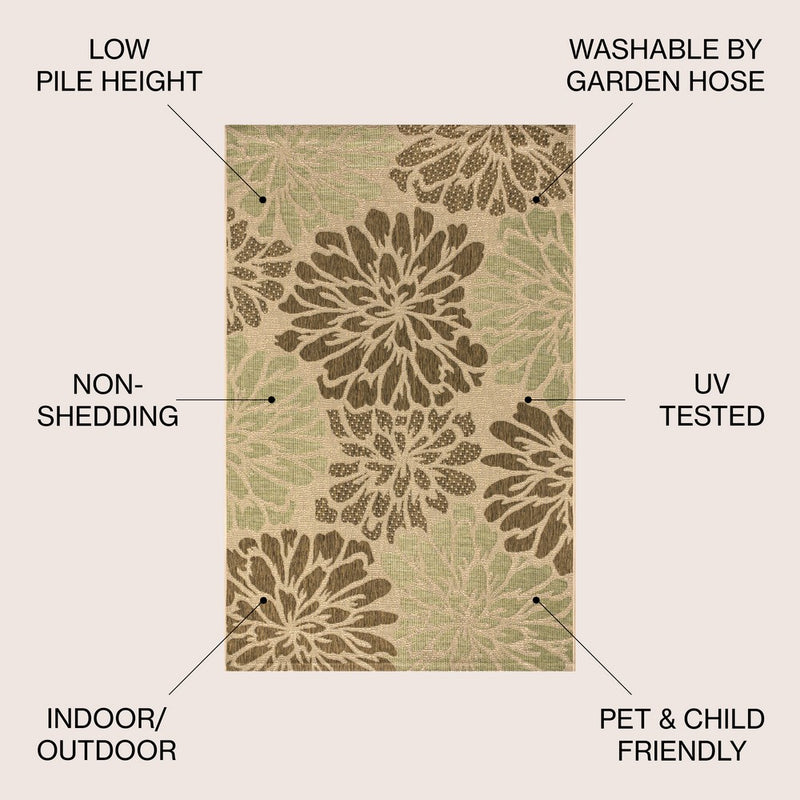 Zinnia Modern Floral Textured Weave Indoor/outdoor Area Rug