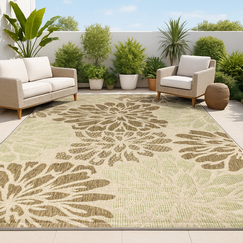 Zinnia Modern Floral Textured Weave Indoor/outdoor Area Rug