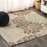 Zinnia Modern Floral Textured Weave Indoor/outdoor Square Rug
