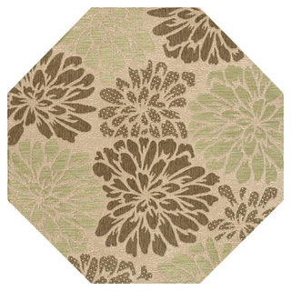 Zinnia Modern Floral Textured Weave Indoor/outdoor Octagon Rug