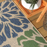 Zinnia Modern Floral Textured Weave Indoor/outdoor Square Rug