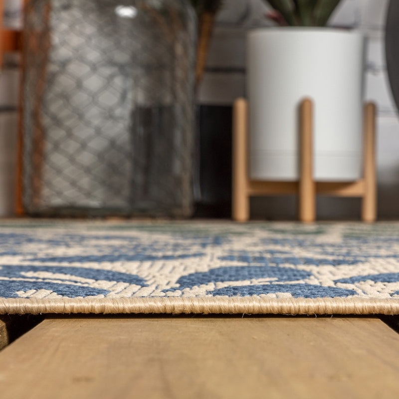 Zinnia Modern Floral Textured Weave Indoor/outdoor Area Rug