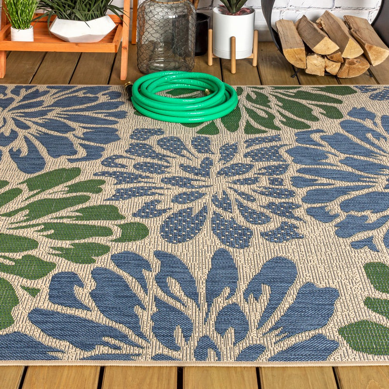 Zinnia Modern Floral Textured Weave Indoor/outdoor Area Rug