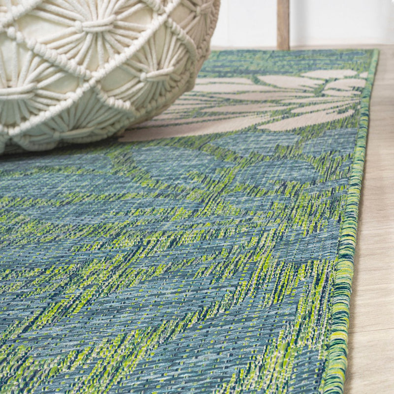 Zinnia Modern Floral Textured Weave Indoor/outdoor Square Rug