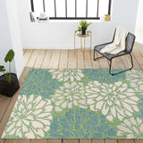 Zinnia Modern Floral Textured Weave Indoor/outdoor Area Rug