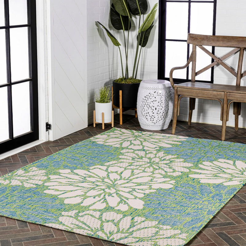 Zinnia Modern Floral Textured Weave Indoor/outdoor Area Rug