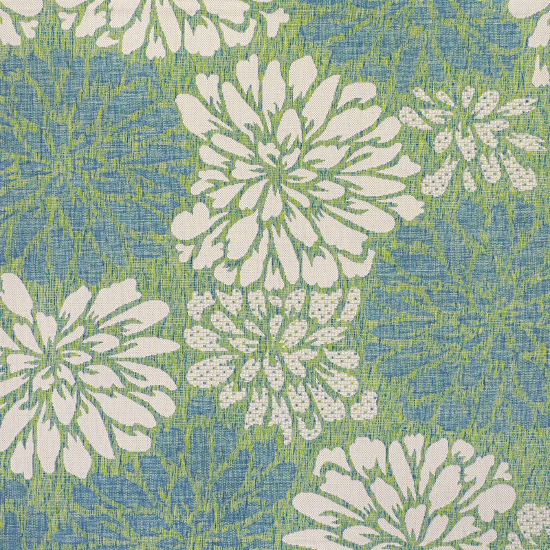 Zinnia Modern Floral Textured Weave Indoor/outdoor Square Rug