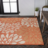 Zinnia Modern Floral Textured Weave Indoor/outdoor Area Rug