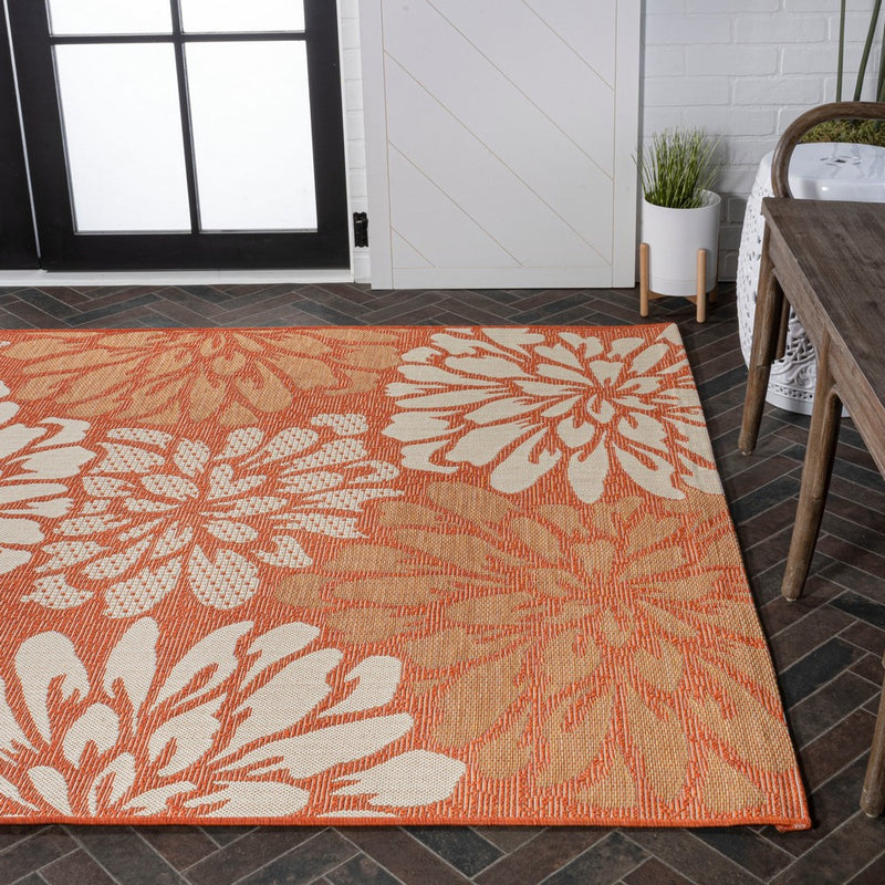 Zinnia Modern Floral Textured Weave Indoor/outdoor Area Rug