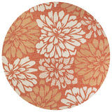 Zinnia Modern Floral Textured Weave Indoor/outdoor Round Rug