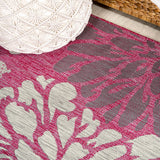 Zinnia Modern Floral Textured Weave Indoor/outdoor Square Rug