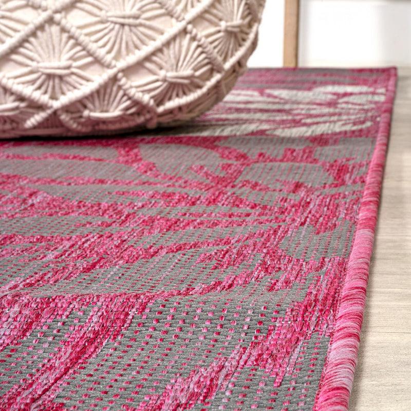 Zinnia Modern Floral Textured Weave Indoor/outdoor Square Rug