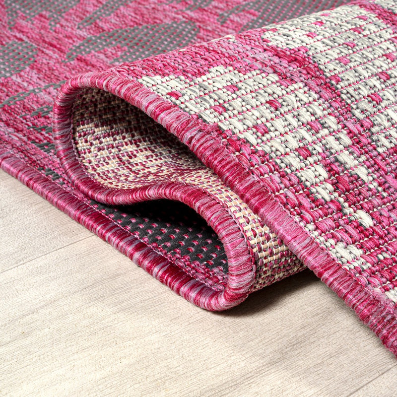 Zinnia Modern Floral Textured Weave Indoor/outdoor Square Rug