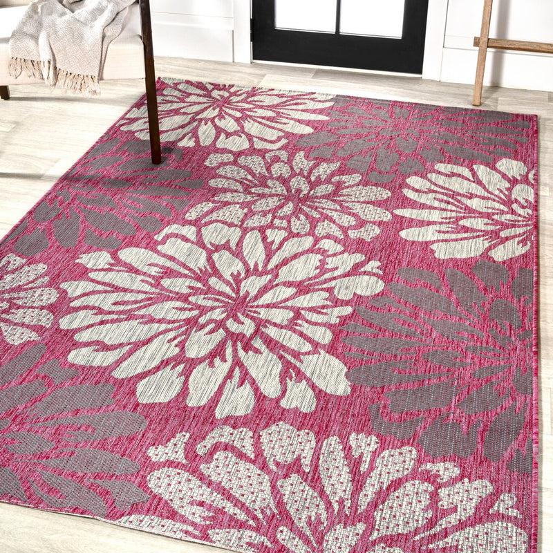 Zinnia Modern Floral Textured Weave Indoor/outdoor Area Rug