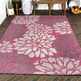 Zinnia Modern Floral Textured Weave Indoor/outdoor Area Rug