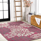 Zinnia Modern Floral Textured Weave Indoor/outdoor Area Rug