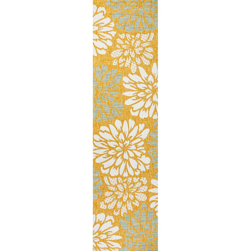 Zinnia Modern Floral Textured Weave Indoor/outdoor Runner Rug