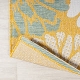 Zinnia Modern Floral Textured Weave Indoor/outdoor Square Rug