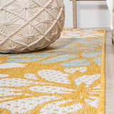 Zinnia Modern Floral Textured Weave Indoor/outdoor Square Rug
