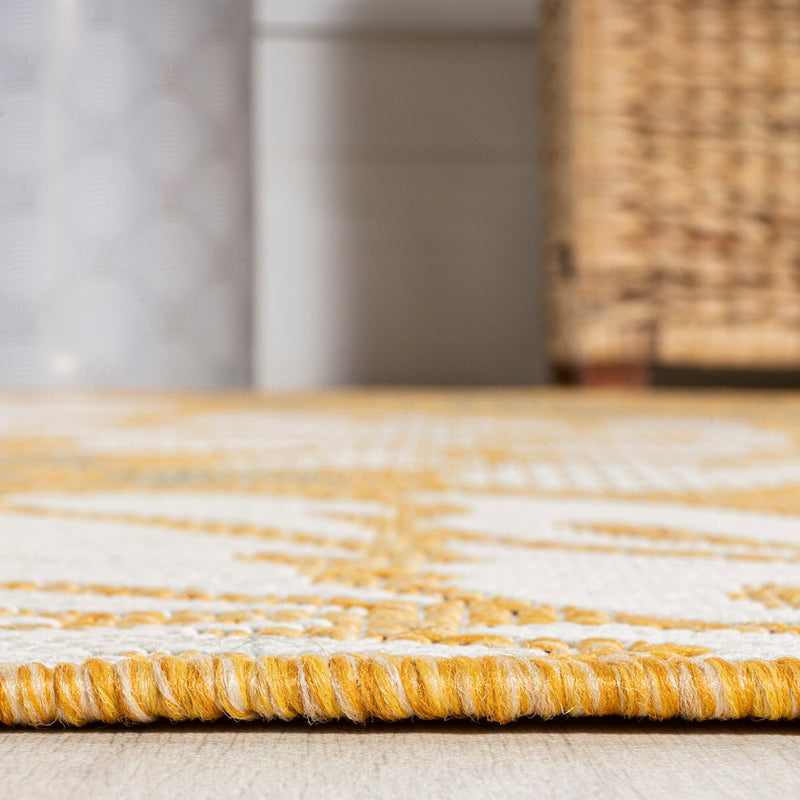 Zinnia Modern Floral Textured Weave Indoor/outdoor Square Rug