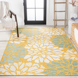 Zinnia Modern Floral Textured Weave Indoor/outdoor Area Rug